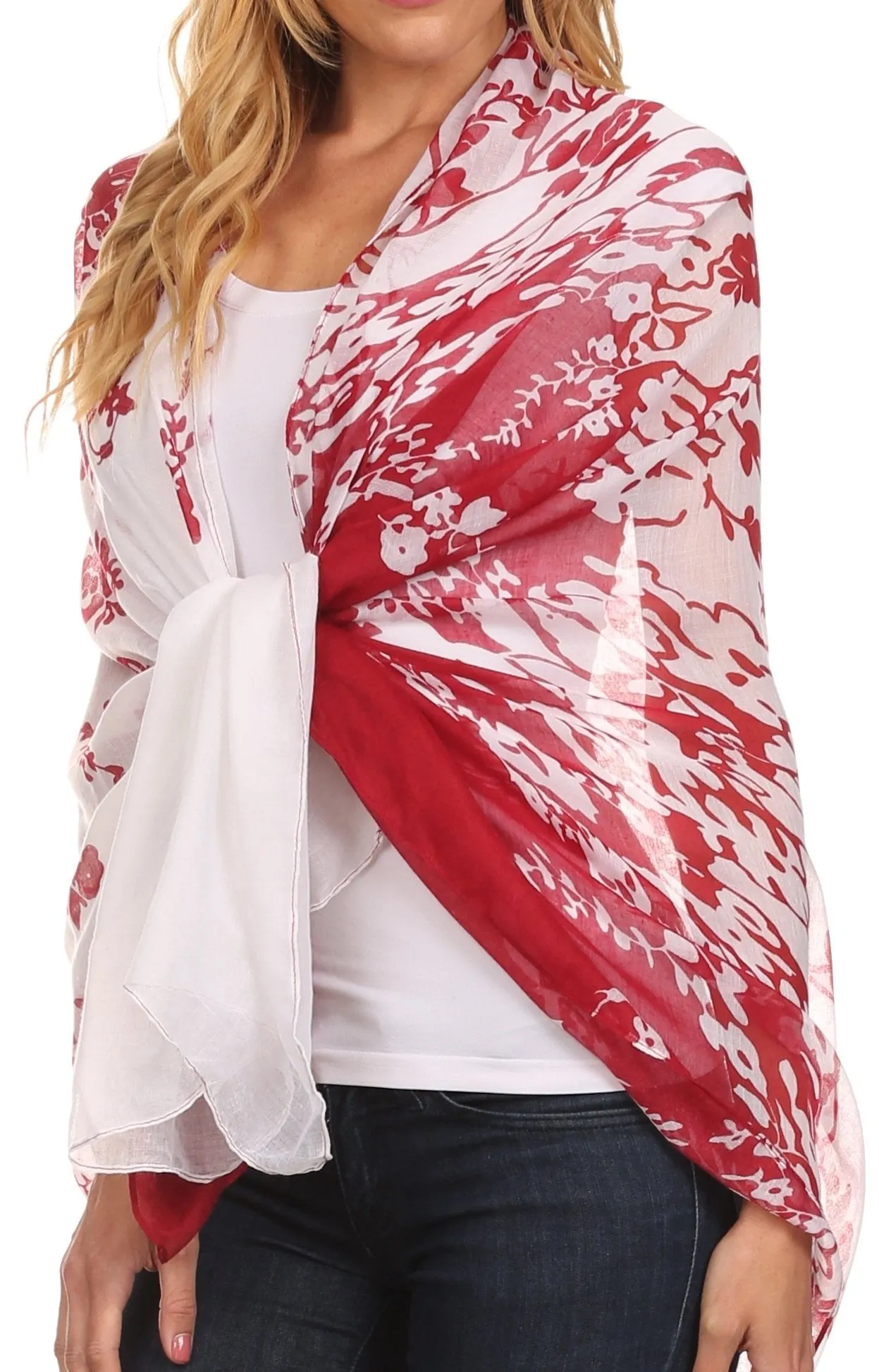 Sakkas Nichole summer gauze featherweight patterned versitile sheer scarf wrap