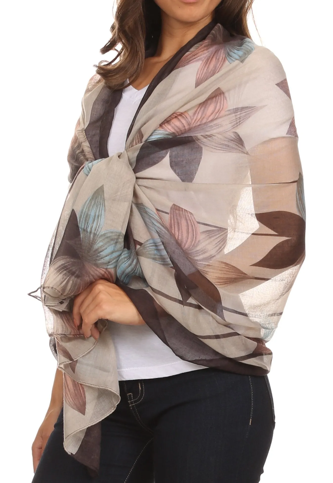 Sakkas Nichole summer gauze featherweight patterned versitile sheer scarf wrap