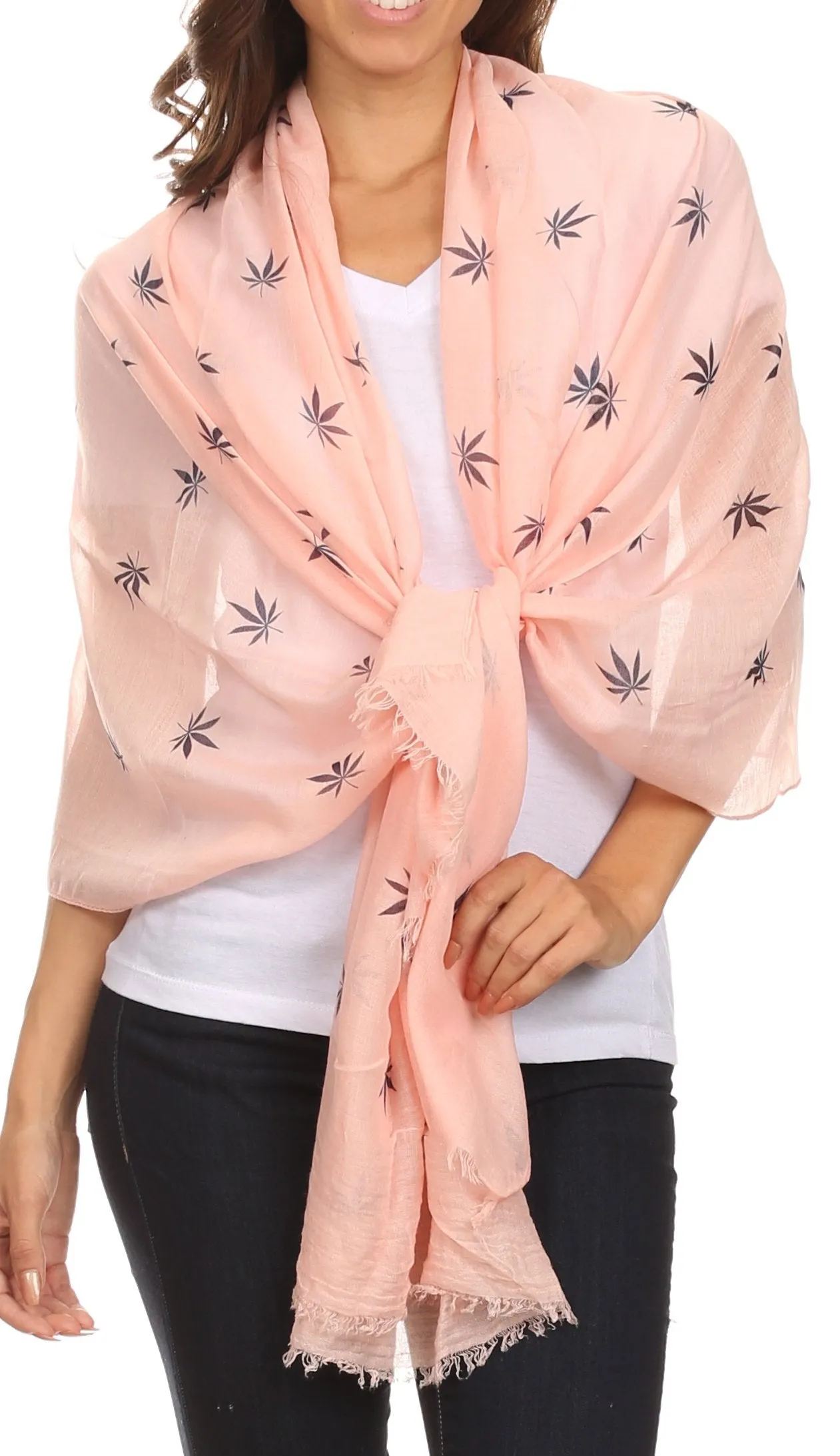 Sakkas Nichole summer gauze featherweight patterned versitile sheer scarf wrap