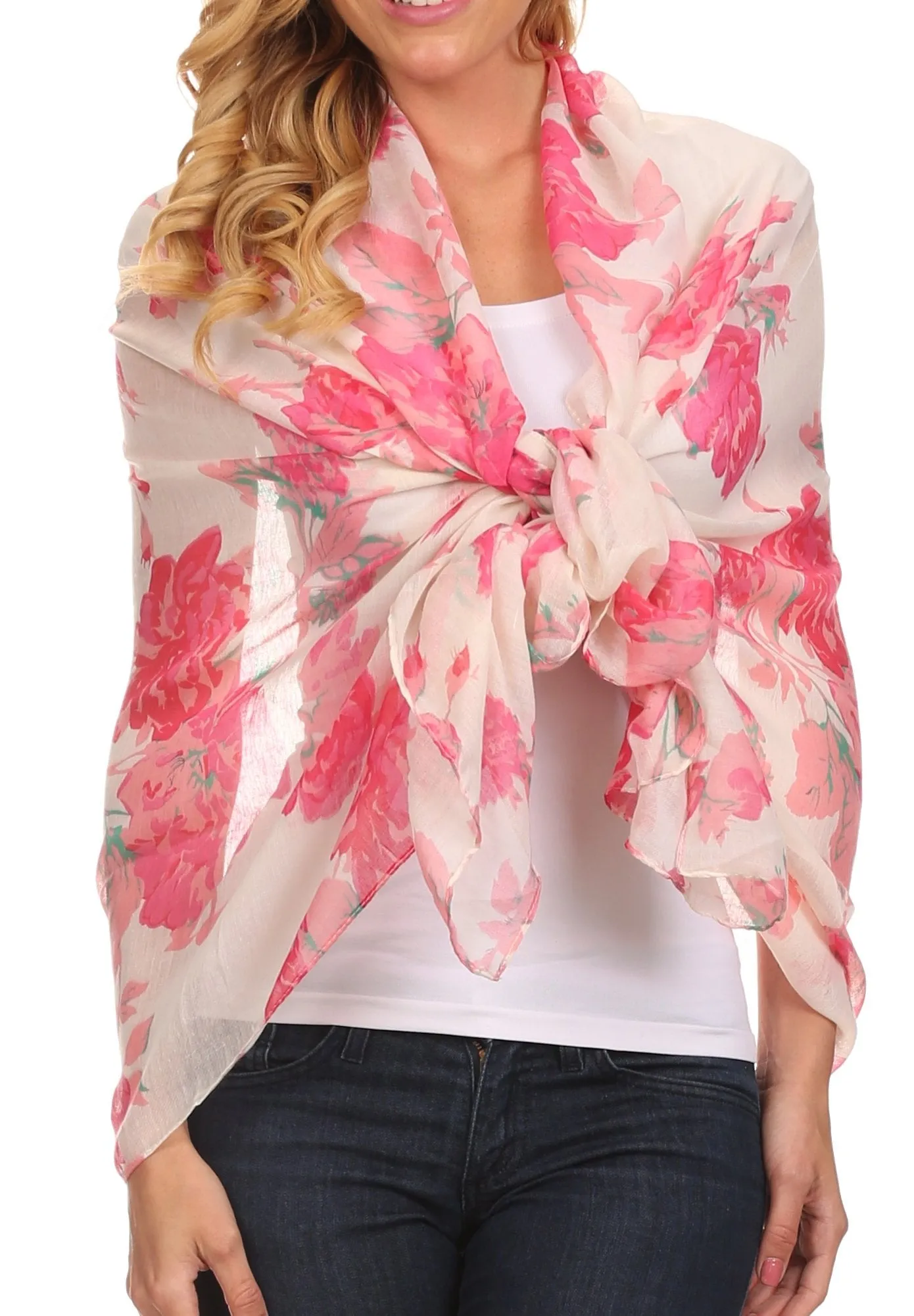 Sakkas Nichole summer gauze featherweight patterned versitile sheer scarf wrap