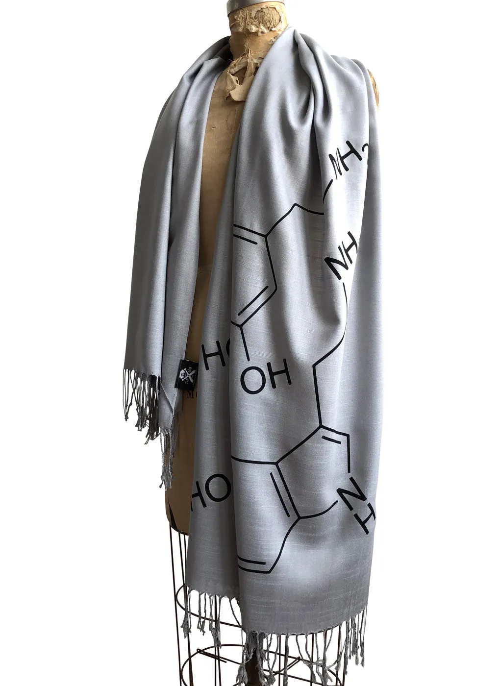 Serotonin & Dopamine Scarf, Silkscreened Bamboo Pashmina