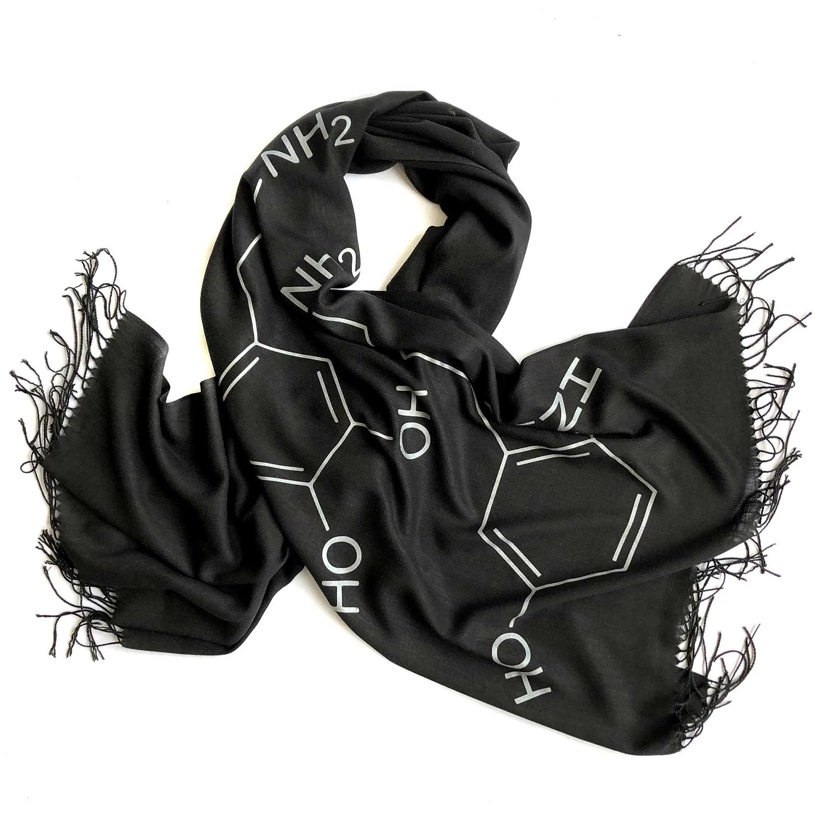 Serotonin & Dopamine Scarf, Silkscreened Bamboo Pashmina