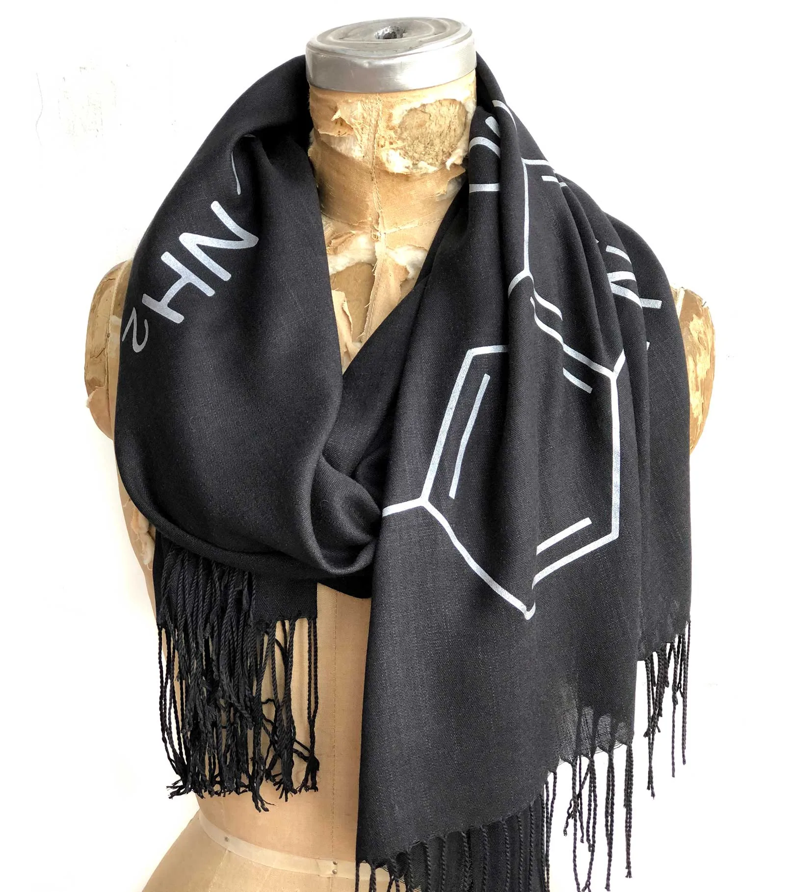 Serotonin & Dopamine Scarf, Silkscreened Bamboo Pashmina