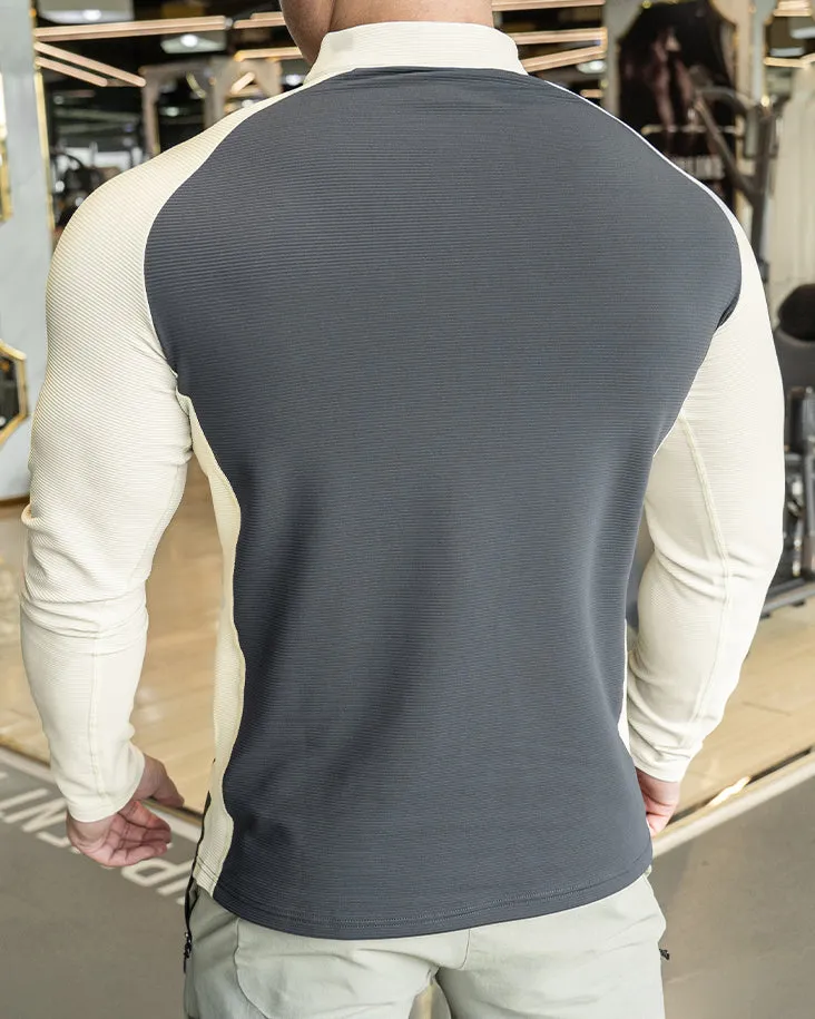 Shoulder Cut Quarter Zip Pullover Long Sleeve