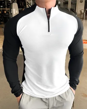 Shoulder Cut Quarter Zip Pullover Long Sleeve