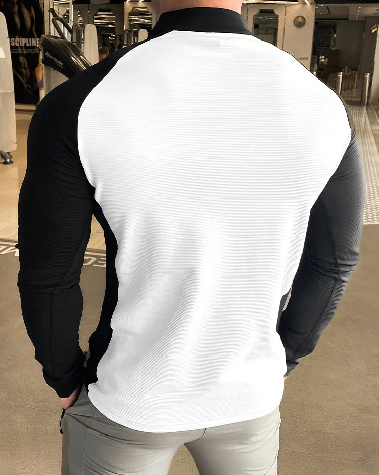 Shoulder Cut Quarter Zip Pullover Long Sleeve