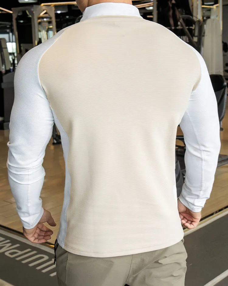 Shoulder Cut Quarter Zip Pullover Long Sleeve