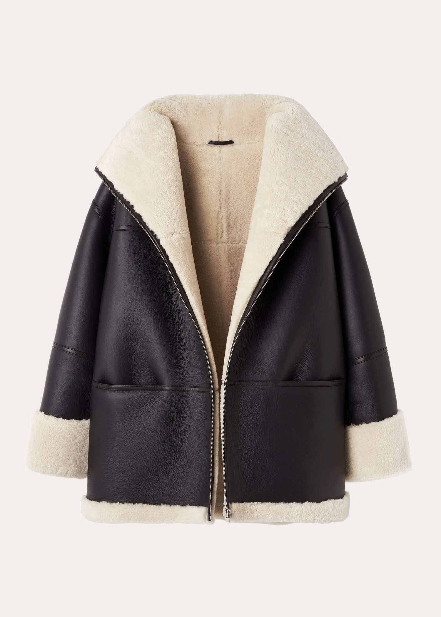 Signature shearling jacket black/off-white