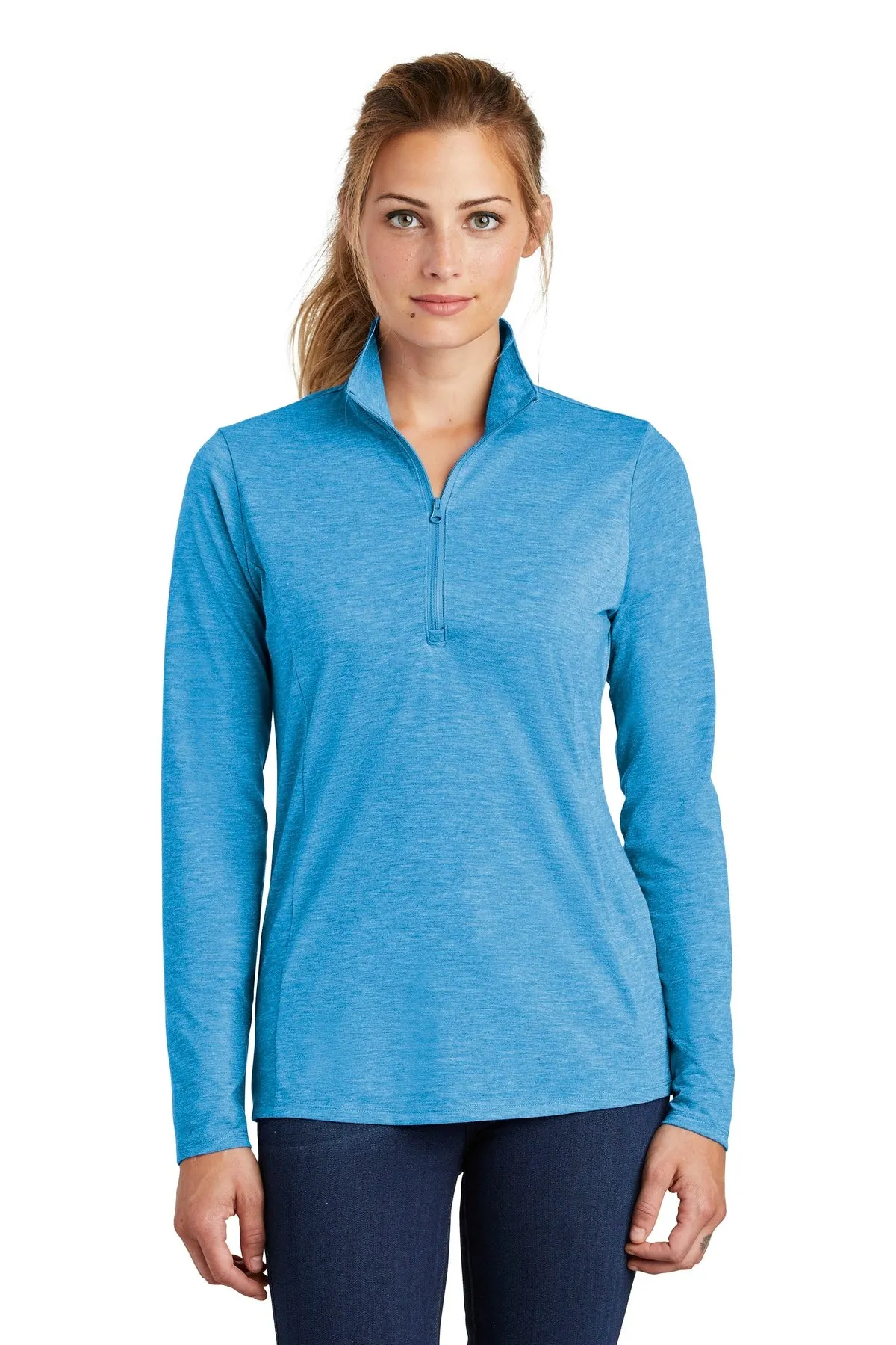 Sport-Tek ® Ladies PosiCharge ® Tri-Blend Wicking 1/4-Zip Pullover. LST407