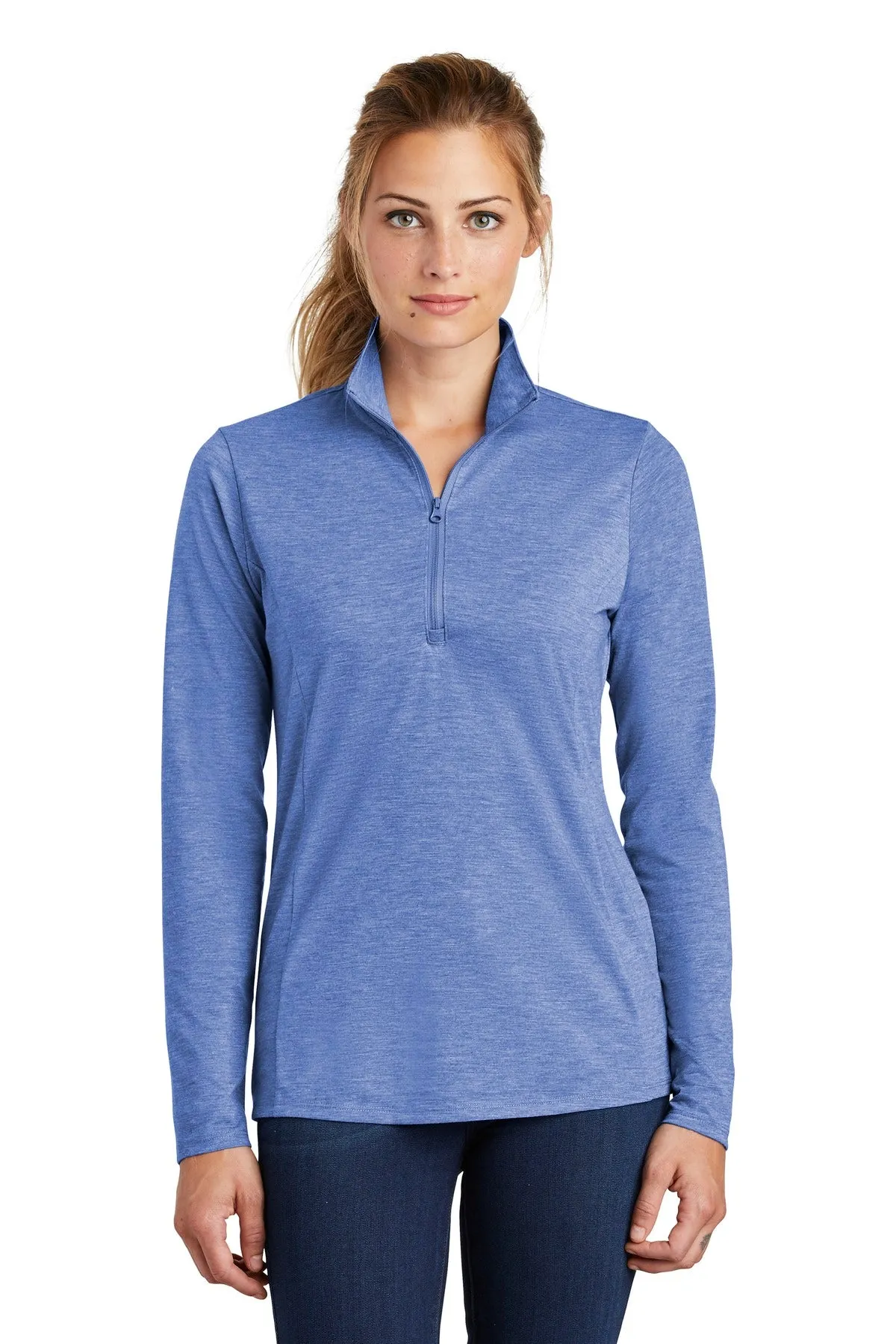 Sport-Tek ® Ladies PosiCharge ® Tri-Blend Wicking 1/4-Zip Pullover. LST407