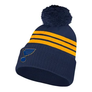 ST. LOUIS BLUES ADIDAS THREE STRIPES POM KNIT - NAVY