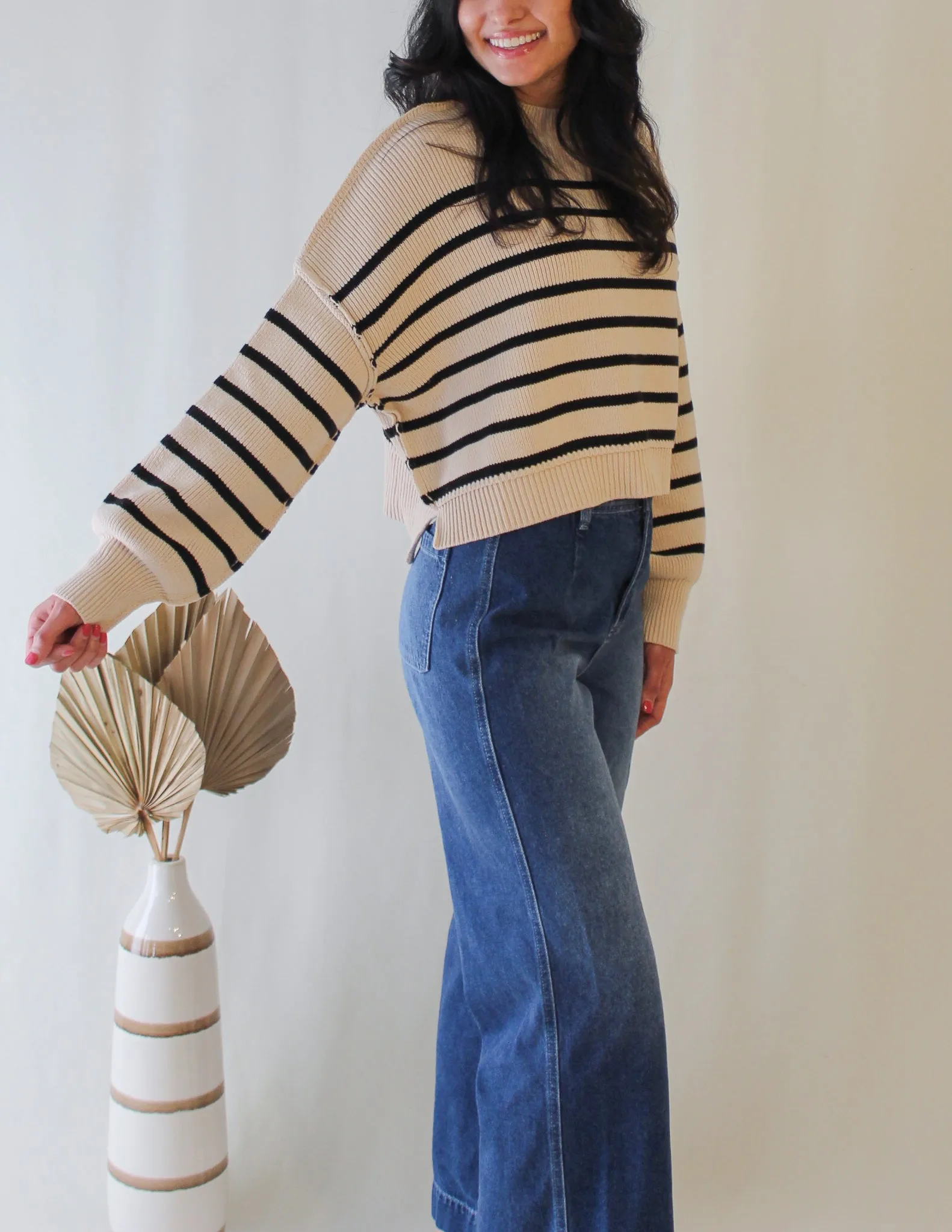 Striped Mock Neck Sweater