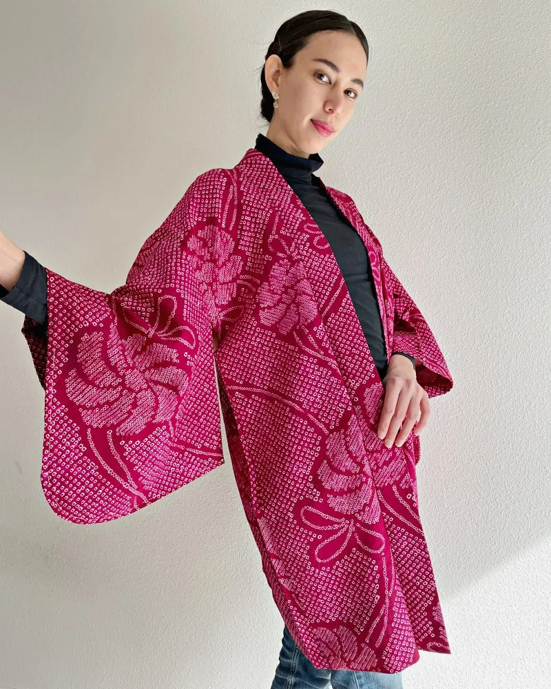 Swirly Petals Shibori Vintage Haori Kimono Jacket