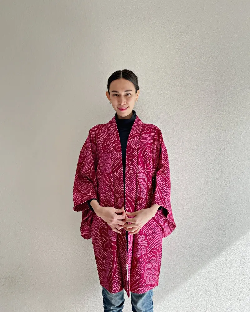 Swirly Petals Shibori Vintage Haori Kimono Jacket