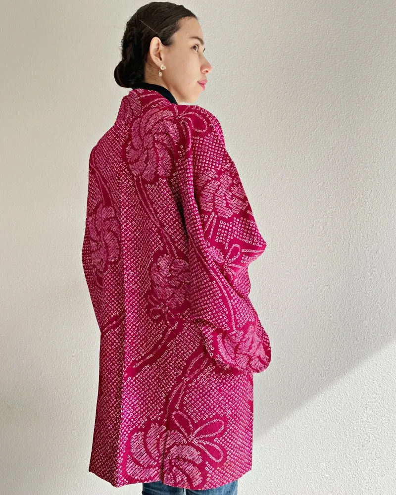 Swirly Petals Shibori Vintage Haori Kimono Jacket