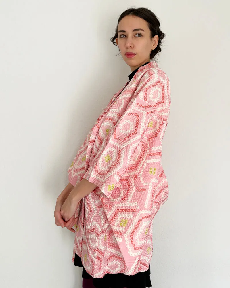 Tortoise shell Textile Shibori Haori Kimono Jacket