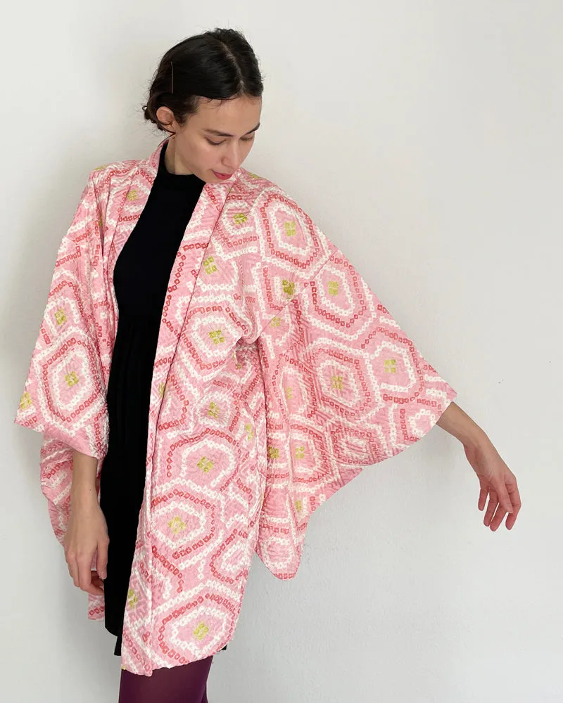 Tortoise shell Textile Shibori Haori Kimono Jacket