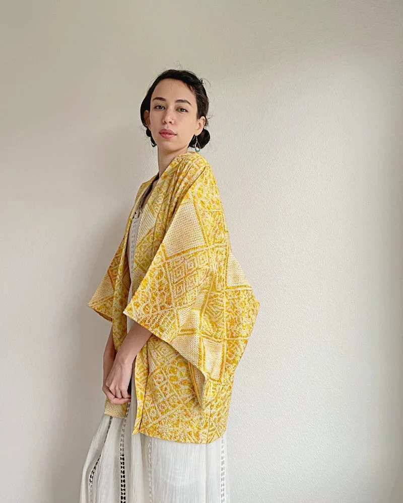 Traditional Pattern Mix Shibori Kimono Jacket Haori