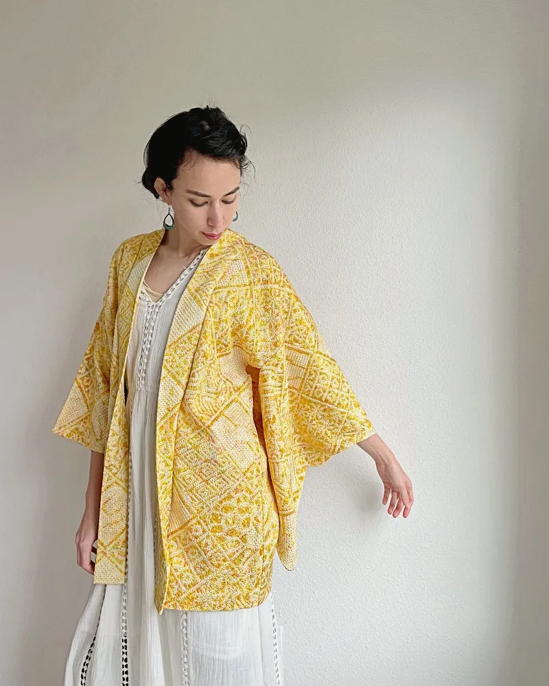 Traditional Pattern Mix Shibori Kimono Jacket Haori