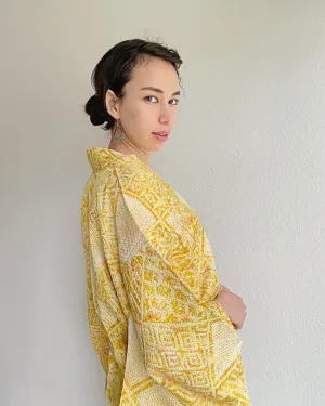 Traditional Pattern Mix Shibori Kimono Jacket Haori