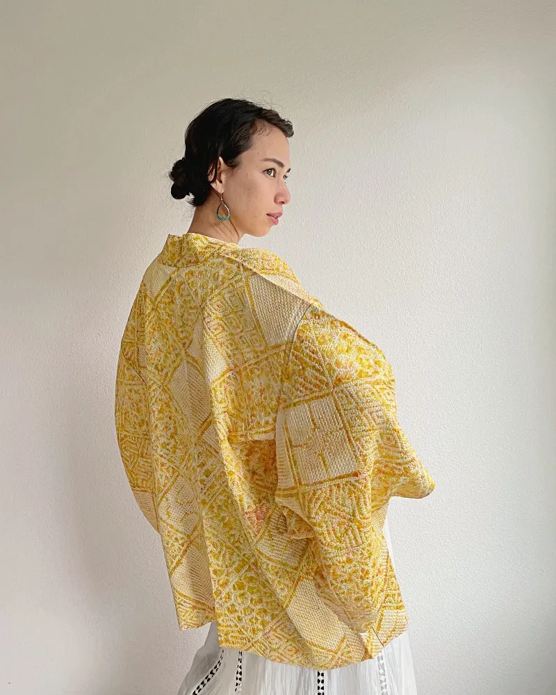 Traditional Pattern Mix Shibori Kimono Jacket Haori