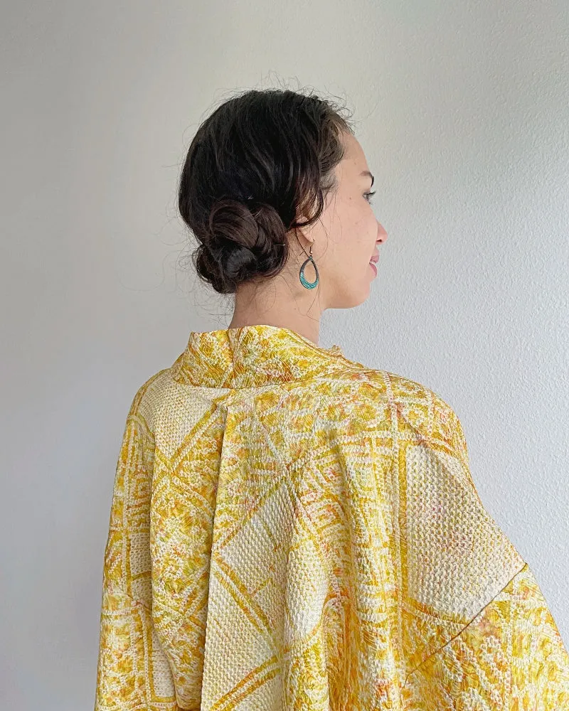 Traditional Pattern Mix Shibori Kimono Jacket Haori