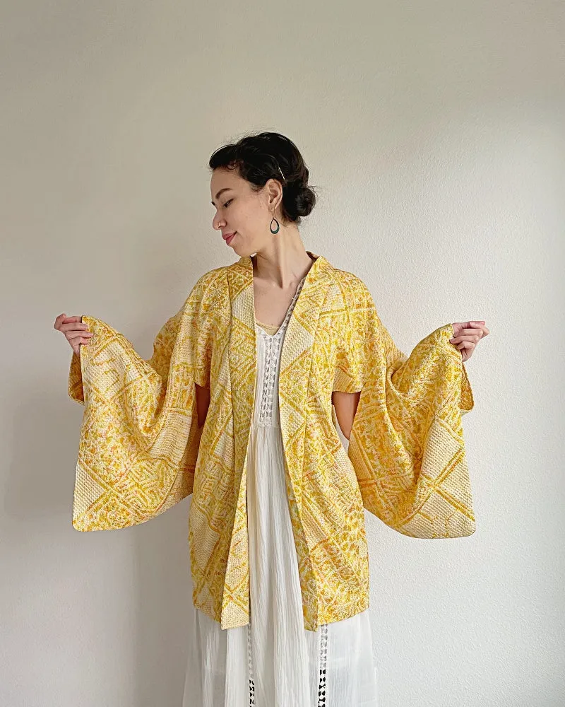 Traditional Pattern Mix Shibori Kimono Jacket Haori