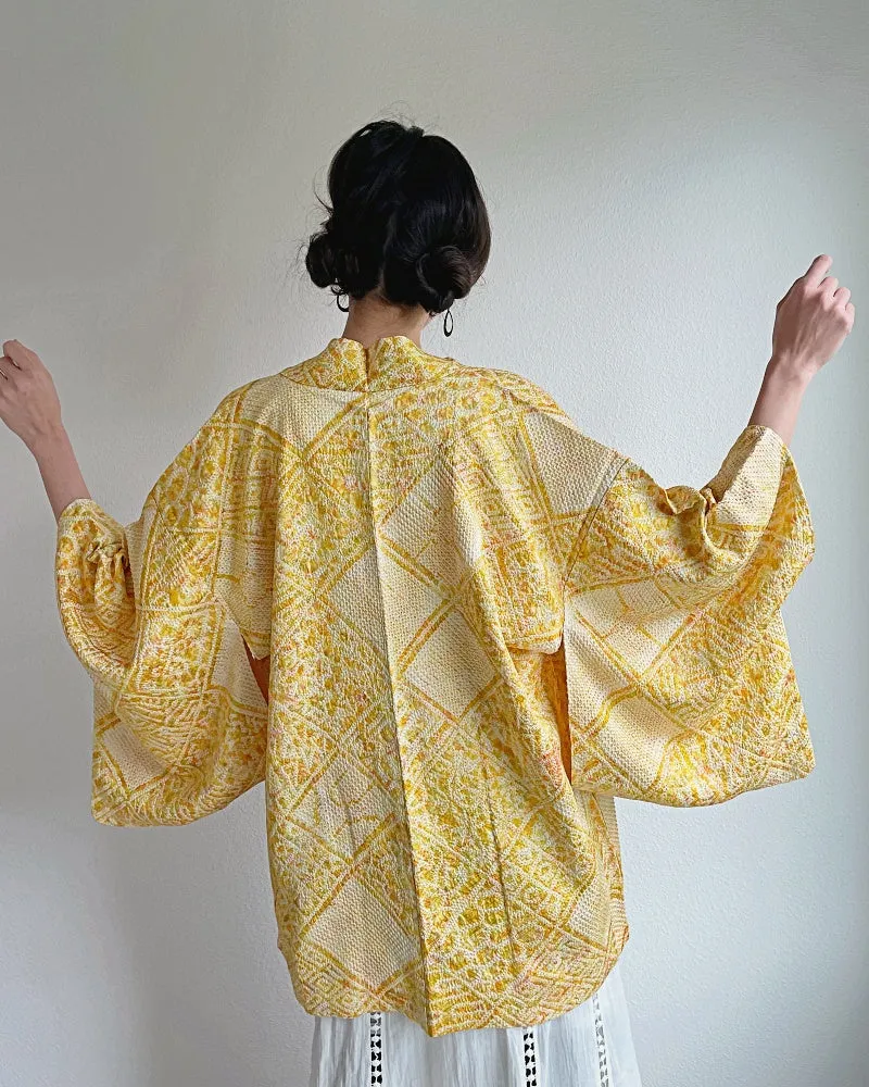 Traditional Pattern Mix Shibori Kimono Jacket Haori