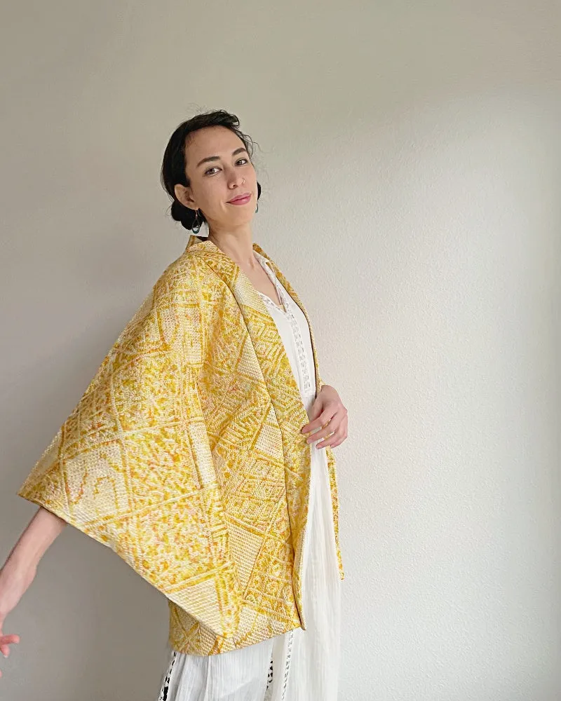 Traditional Pattern Mix Shibori Kimono Jacket Haori