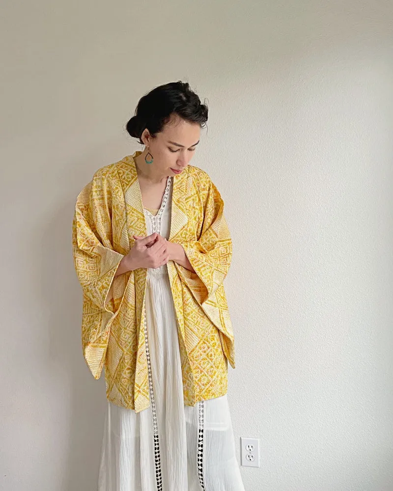 Traditional Pattern Mix Shibori Kimono Jacket Haori