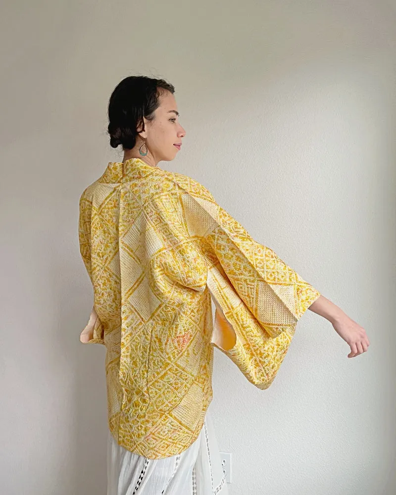 Traditional Pattern Mix Shibori Kimono Jacket Haori