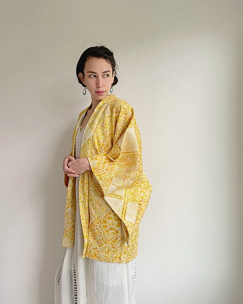 Traditional Pattern Mix Shibori Kimono Jacket Haori