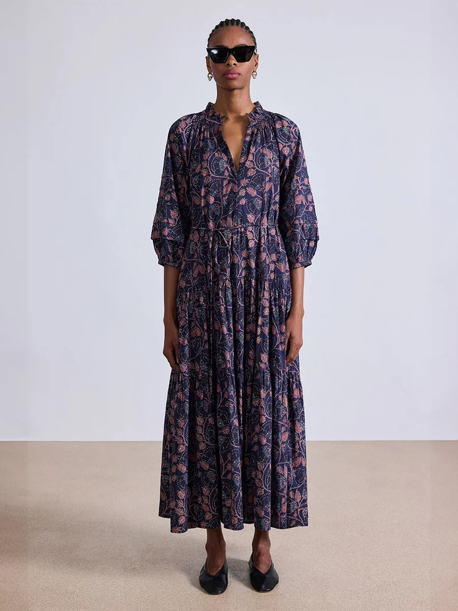 Trinidad Maxi Dress in Camille Floral Navy