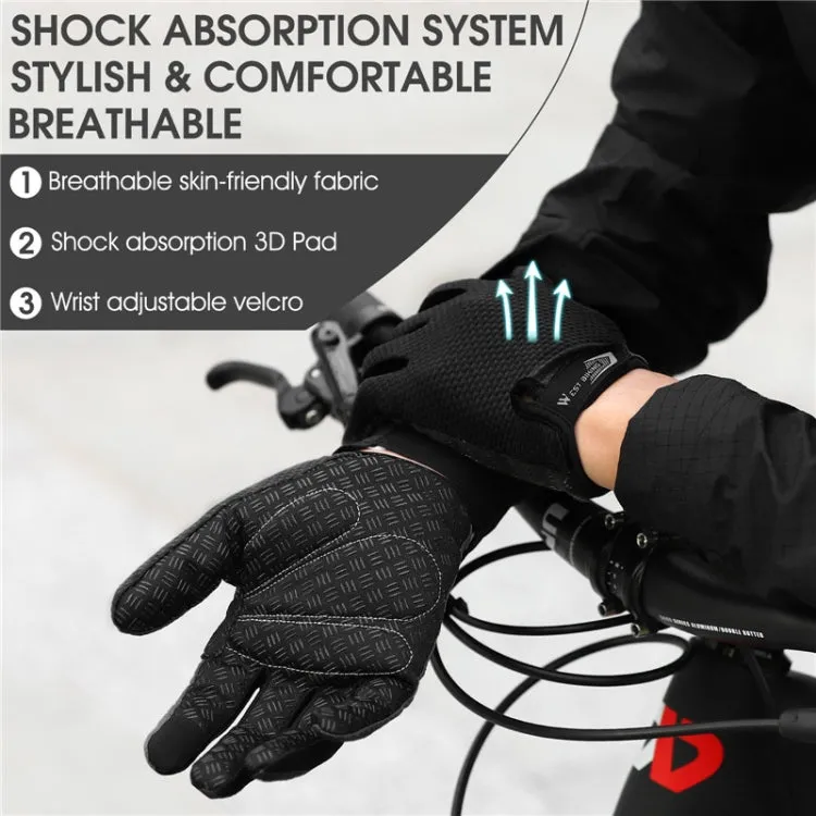 WEST BIKING YP0211223 Full-Finger Gloves For Cycling Shock Absorption Non-Slip Touch Screen Gloves, Size: M(Red)