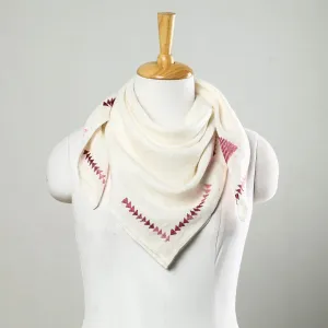 White - Phulkari Hand Embroidery Linen Handloom Scarf