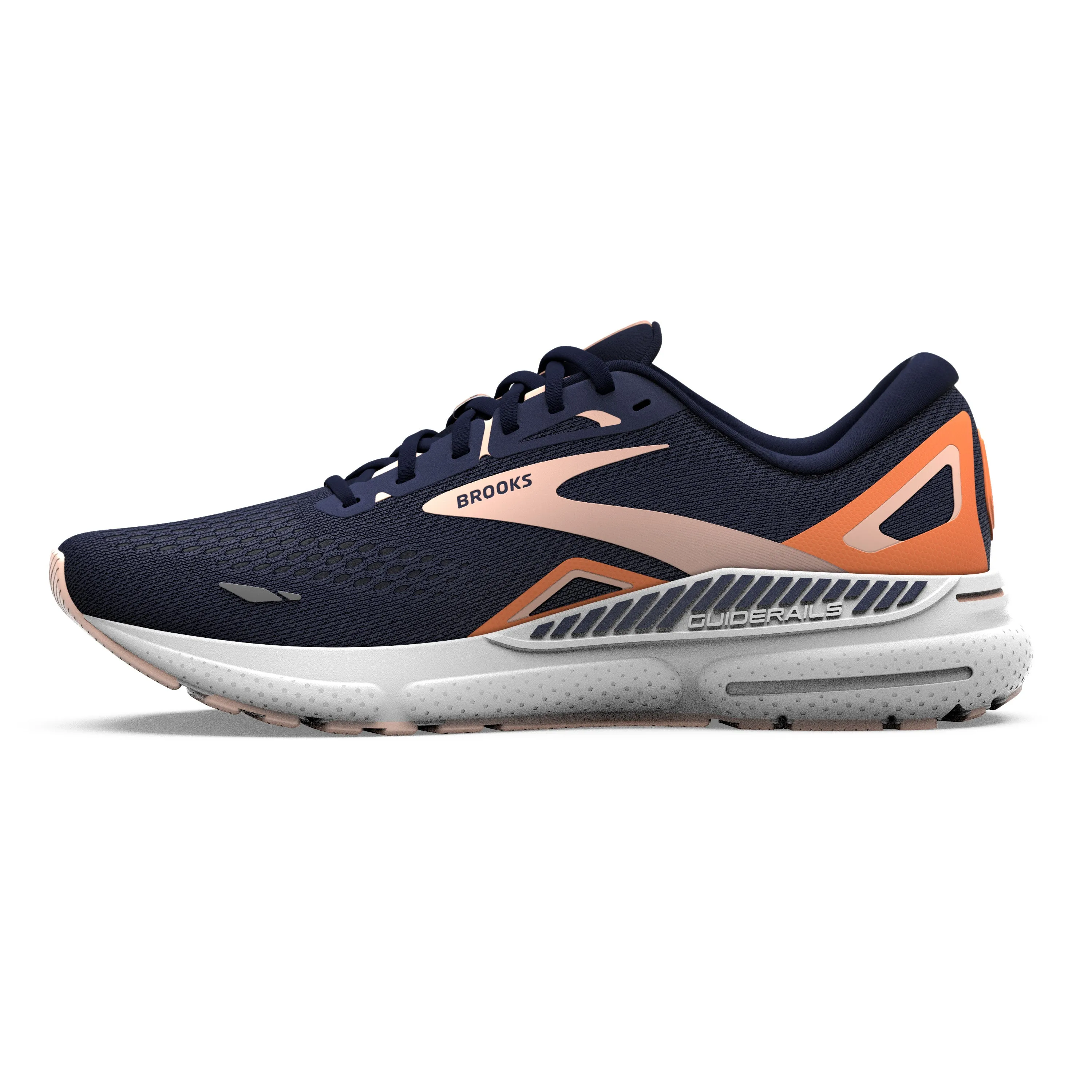 Women's Brooks Adrenaline GTS 23 Color: Peacoat/Tangerine/Peach