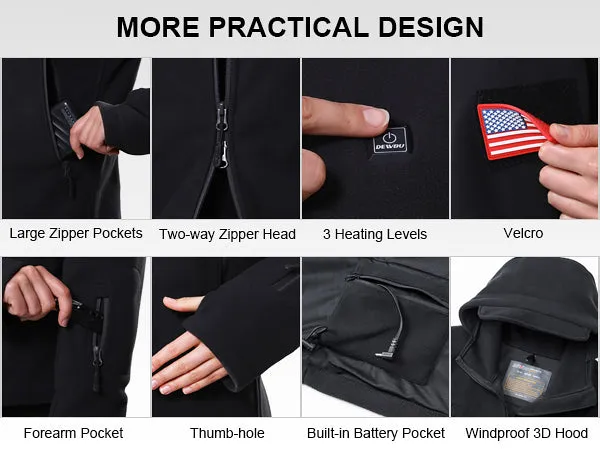 Women's Polar Fleece Heated Jacket With 12V Battery Pack - Black