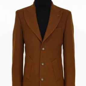 Wool Wide Lapel Brown Peacoat