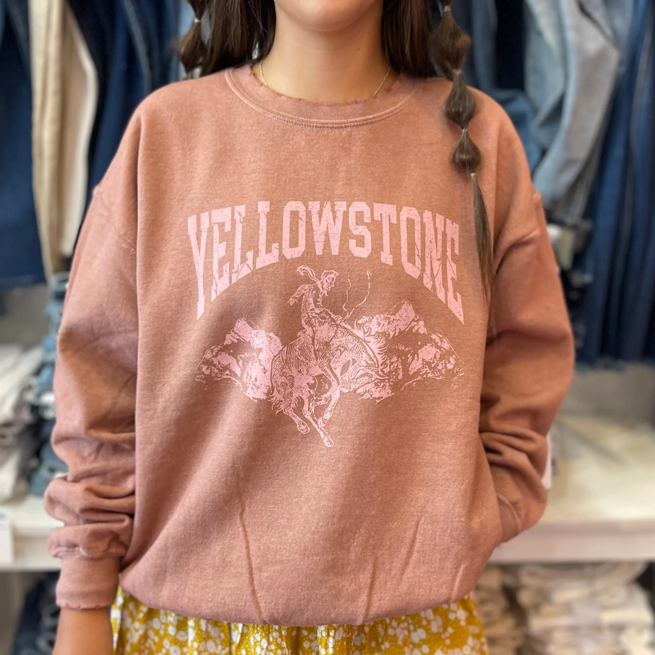 Yellowstone Graphic Vintage Mauve Long Sleeve Sweatshirt